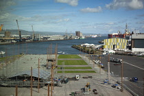 Ireland, North, Belfast, Titanic experience with outdoor stage being dismantled.