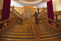 Ireland, North, Belfast, Titanic quarter visitor attraction, replica staircase in the banqueting hall.