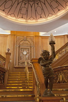 Ireland, North, Belfast, Titanic quarter visitor attraction, replica staircase in the banqueting hall.