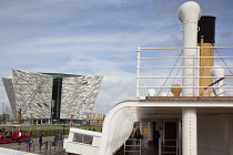 Ireland, North, Belfast, Titanic quarter visitor attraction seen from the SS Nomadic tender.