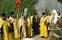 Russia, Religion, Patriarch Alexy II,  Head of the Russian Orthodox Church untill his death in 2008, Outdoor service with ceremonial robes.