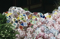 Korea, Near Pusan , Pomosa Temple, Paper lanterns as offerings at Buddhist Temple.