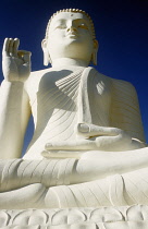 Sri Lanka, Mihintale, Large white seated Buddha.