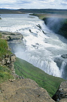 Iceland, Gullfoss, Golden Falls Waterfall, Part of the Icelandic Nature Conservation Council.
