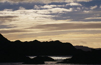 Scotland, Highlands, Loch Nan Uamh, View over Loch Nan Uamh in evening light towards Arisaig.