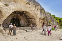 Italy, Sicily, Syracuse, Grotta Del Museion located above the Greek Theatre, Neapolis Archaeological Park.