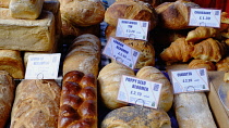Food, Fresh, Markets, Display of various breads for sale.