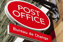 England, Cumbria, Keswick, Sign outside Post Office, Bank Street.