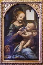 Russia, St Petersburg, Madonna and Child by Leonardo Da Vinci, Benois Madonna, Hermitage Museum.