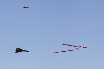 England, Gloucestershire, Fairford, Vulcan Bomber and Red Arrows, Air Tattoo.