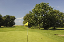 Sport, Ball, Golf, View back over 6th Green towards the Tee on a golf course.