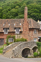 England, Somerset, Allerford, Packhorse bridge.