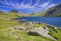 England, Cumbria, English Lake District, Wastwater with Great Gable and Scafell Pike mountains in the background.