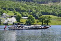England, Cumbria, English Lake District, Lake Coniston, Victorian Steam Yacht Gondola.