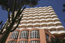 Spain, Balearic Islands, Majorca, Palma bay, Cala Major, Blue Bay Hotel post war architecture.