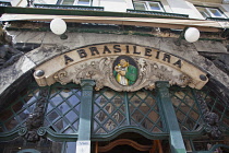 Portugal, Estremadura, Lisbon, Chiado, Entrance to Cafe A Brasileira on Rua Garrett.
