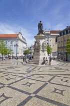 Portugal, Estremadura, Lisbon, Chiado, Praca Luis de Camoes with statue to 18th century poet.