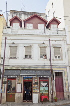 Portugal, Estremadura, Lisbon, Alfama district, Exterior of traditional cafe.