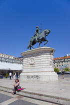 Portugal, Estredmadura, Lisbon, Baixa, Praca da Figueira, Esquestrian statue of Dom Joao.