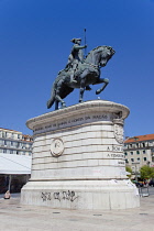 Portugal, Estredmadura, Lisbon, Baixa, Praca da Figueira, Esquestrian statue opf Dom Joao.