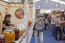 Portugal, Estredmadura, Lisbon, Baixa, Praca da Figueira, Market of local food and drink in the square.