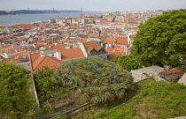 Portugal, Estremadura, Lisbon, View over Baixa district from Castelo de Sao Jorge.