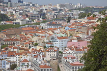 Portugal, Estremadura, Lisbon, View over Baixa district from Castelo de Sao Jorge.
