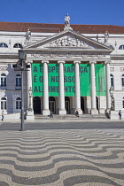 Portugal, Estremadura, Lisbon, Baixa, Teatro Nacional Dona Maria II on Praca da Rossio.