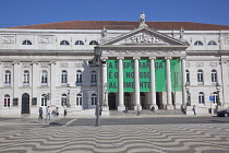 Portugal, Estremadura, Lisbon, Baixa, Teatro Nacional Dona Maria II on Praca da Rossio.