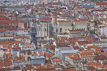 Portugal, Estremadura, Lisbon, View over Baixa district from Castelo de Sao Jorge.