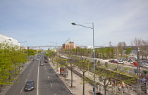 Portugal, Estredmadura, Lisbon, Belem, MAAT, Museum of Art, Archtitecture and Technology on the banks of the river Tagus housed in former power station with new section design by Amanda Levete.