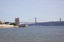 Portugal, Estredmadura, Lisbon, Belem, Torre de Belem built as tower fortress between 1515-1521 on the banks of the river Tagus.