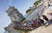 Portugal, Estredmadura, Lisbon, Belem, Torre de Belem built as tower fortress between 1515-1521 on the banks of the river Tagus.