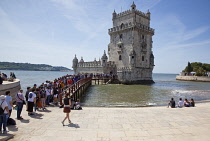 Portugal, Estredmadura, Lisbon, Belem, Torre de Belem built as tower fortress between 1515-1521 on the banks of the river Tagus.