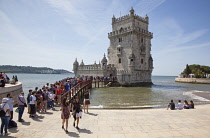 Portugal, Estredmadura, Lisbon, Belem, Torre de Belem built as tower fortress between 1515-1521 on the banks of the river Tagus.