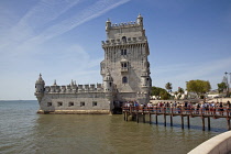 Portugal, Estredmadura, Lisbon, Belem, Torre de Belem built as tower fortress between 1515-1521 on the banks of the river Tagus.