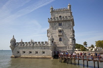 Portugal, Estredmadura, Lisbon, Belem, Torre de Belem built as tower fortress between 1515-1521 on the banks of the river Tagus.