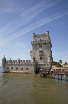 Portugal, Estredmadura, Lisbon, Belem, Torre de Belem built as tower fortress between 1515-1521 on the banks of the river Tagus.