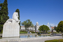 Portugal, Estredmadura, Lisbon, Belem, Mosterio Dos Jeronimos, Equestrian sculpture outside the monastery.