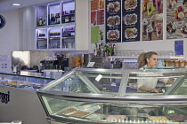 Portugal, Estremadura, Lisbon, Baixa district, Interior of ice cream parlour.