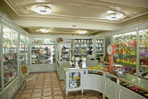 Portugal, Estremadura, Lisbon, Baixa district, Interior of tourist shop selling confections.
