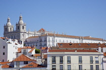 Portugal, Estredmadura, Lisbon, Alfama district, View over rooftops from Miradouro das Portas do Sol.