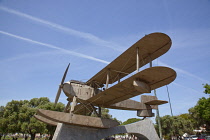 Portugal, Estredmadura, Lisbon, Belem, Sculpture of seaplane.