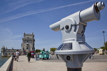 Portugal, Estredmadura, Lisbon, Belem, Torre de Belem built as fortress between 1515-1521 and viewing telescope.