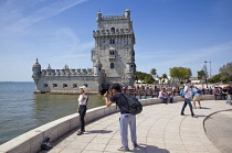 Portugal, Estredmadura, Lisbon, Belem, Torre de Belem built as tower fortress between 1515-1521 on the banks of the river Tagus.