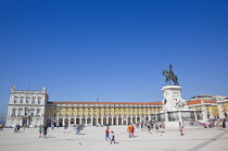 Portugal, Estremadura, Lisbon, Baixa, Praca do Comercio with equestrian statue of King Jose.