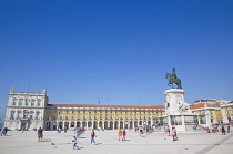 Portugal, Estremadura, Lisbon, Baixa, Praca do Comercio with equestrian statue of King Jose.