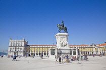 Portugal, Estremadura, Lisbon, Baixa, Praca do Comercio with equestrian statue of King Jose.