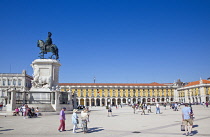 Portugal, Estremadura, Lisbon, Baixa, Praca do Comercio with equestrian statue of King Jose.