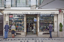 Portugal, Estremadura, Lisbon, Baixa, Exterior of gift shop selling chocolates and wines.